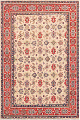 handmade Geometric Kazak Beige Red Hand Knotted RECTANGLE 100% WOOL area rug 9x12