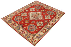 handmade Geometric Kazak Rust Beige Hand Knotted RECTANGLE 100% WOOL area rug 8x10