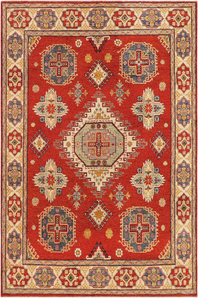 handmade Geometric Kazak Rust Beige Hand Knotted RECTANGLE 100% WOOL area rug 8x10