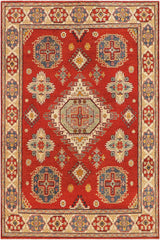 handmade Geometric Kazak Rust Beige Hand Knotted RECTANGLE 100% WOOL area rug 8x10