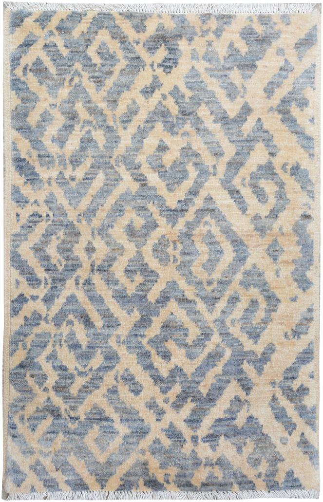 handmade Modern Kafkaz Ivory Gray Hand Knotted RECTANGLE 100% WOOL area rug 2 x 3