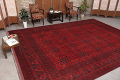 handmade Tribal Biljik Khal Mohammadi Red Blue Hand Knotted RECTANGLE 100% WOOL area rug 10x13