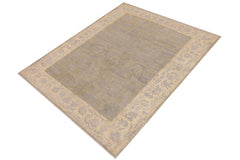 handmade Modern Kafkaz Lt. Green Ivory Hand Knotted RECTANGLE WOOL&SILK area rug 7 x 10