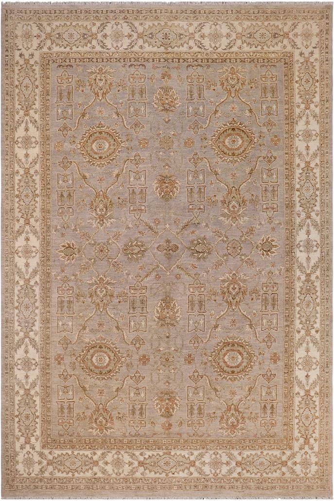 handmade Traditional Kafkaz Gray Ivory Hand Knotted RECTANGLE 100% WOOL area rug 9 x 12