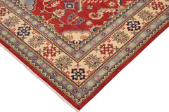 handmade Geometric Kazak Red Beige Hand Knotted RECTANGLE 100% WOOL area rug 9x12