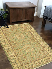 handmade Traditional Kafkaz Lt. Green Ivory Hand Knotted RECTANGLE 100% WOOL area rug 4 x 6