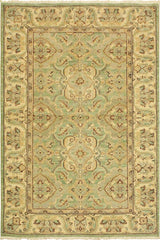 handmade Traditional Kafkaz Lt. Green Ivory Hand Knotted RECTANGLE 100% WOOL area rug 4 x 6