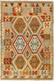 Southwestern Turkish Kilim Fyodor Hand-Woven Wool Rug - 4'1'' x 5'9''