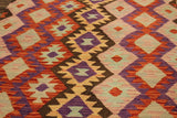 Flat Weave Kilim Antique Navaho Vintage handmade Modern Kilim Red Pink Hand-Woven Rectangle 100% Wool Area Rug 3x5 