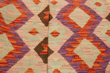 Flat Weave Kilim Antique Navaho Vintage handmade Modern Kilim Red Pink Hand-Woven Rectangle 100% Wool Area Rug 3x5 