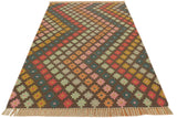 Flat Weave Kilim Antique Navaho Vintage handmade Modern Kilim Brown Blue Hand-Woven Rectangle 100% Wool Area Rug 4x6 