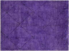 handmade Modern Moroccan Purple Black Hand Knotted RECTANGLE 100% WOOL area rug 6x9