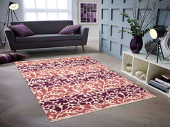 handmade Modern Niamh Purple Lt.red Hand Knotted RECTANGLE WOOL&SILK area rug 5x7