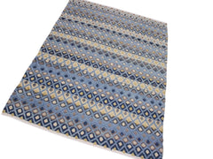 handmade Modern Moroccan Hi Lt. Blue Ivory Hand Knotted RECTANGLE 100% WOOL area rug 9x12