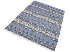 handmade Modern Moroccan Hi Lt. Blue Ivory Hand Knotted RECTANGLE 100% WOOL area rug 6x8