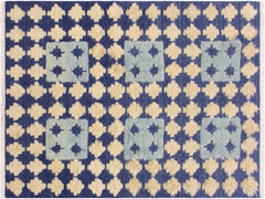 handmade Modern Moroccan Hi Blue Ivory Hand Knotted RECTANGLE 100% WOOL area rug 4x6