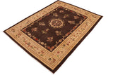 handmade Geometric Kafkaz Chobi Ziegler Brown Tan Hand Knotted RECTANGLE 100% WOOL area rug 9 x 12