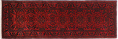 handmade Tribal Biljik Khal Mohammadi Drk. Red Black Hand Knotted RUNNER 100% WOOL Runner 3x10