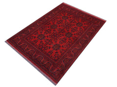 handmade Tribal Biljik Khal Mohammadi Red Blue Hand Knotted RECTANGLE 100% WOOL area rug 5x6