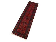 handmade Tribal Biljik Khal Mohammadi Drk. Red Black Hand Knotted RUNNER 100% WOOL Runner 3x10