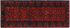 handmade Tribal Biljik Khal Mohammadi Drk. Red Black Hand Knotted RUNNER 100% WOOL Runner 3x10