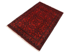 handmade Tribal Biljik Khal Mohammadi Drk. Red Black Hand Knotted RECTANGLE 100% WOOL area rug 4x6