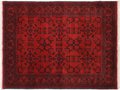 handmade Tribal Biljik Khal Mohammadi Drk. Red Black Hand Knotted RECTANGLE 100% WOOL area rug 4x6