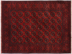 handmade Tribal Biljik Khal Mohammadi Drk. Red Black Hand Knotted RECTANGLE 100% WOOL area rug 4x6