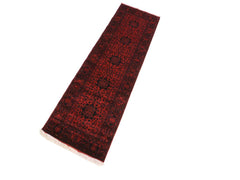 handmade Tribal Biljik Khal Mohammadi Drk. Red Black Hand Knotted RUNNER 100% WOOL Runner 3x10