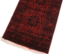 handmade Tribal Biljik Khal Mohammadi Drk. Red Black Hand Knotted RUNNER 100% WOOL Runner 3x10