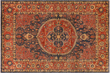 Tribal Heriz Ziegler Pam Blue Rust Hand-Knotted Rug - 10'3'' x 13'6''