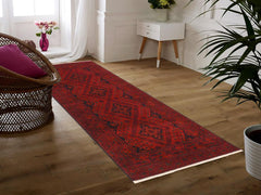 handmade Tribal Biljik Khal Mohammadi Dark Red Black Hand Knotted RUNNER 100% WOOL area rug 3 x 6