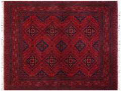 handmade Tribal Biljik Khal Mohammadi Red Blue Hand Knotted RECTANGLE 100% WOOL area rug 5x7