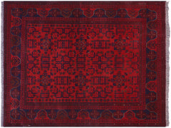 handmade Tribal Biljik Khal Mohammadi Red Blue Hand Knotted RECTANGLE 100% WOOL area rug 5x6