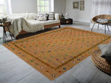 handmade Modern Moroccan Hi Tan Green Hand-Woven RECTANGLE 100% WOOL area rug 9x11