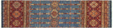 Bohemian Khurgeen Bryanna Blue/Red Wool Runner - 2'8'' x 9'2''