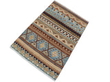 handmade Geometric Khorgeen Beige Brown Hand Knotted RECTANGLE 100% WOOL area rug 3x5