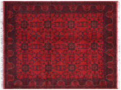 handmade Tribal Biljik Khal Mohammadi Red Blue Hand Knotted RECTANGLE 100% WOOL area rug 6x8