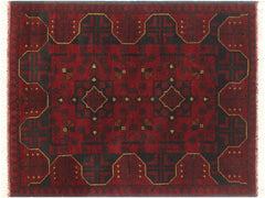 handmade Tribal Biljik Khal Mohammadi Red Blue Hand Knotted RECTANGLE 100% WOOL area rug 3x4