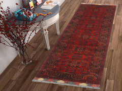 handmade Tribal Biljik Khal Mohammadi Red Blue Hand Knotted RUNNER 100% WOOL Runner 3x9