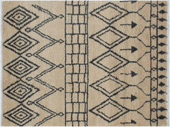 handmade Modern Moroccan Beige Gray Hand Knotted RECTANGLE 100% WOOL area rug 4x6