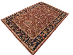 handmade Traditional Lahore Brown Blue Hand Knotted RECTANGLE 100% WOOL area rug 10x14