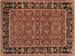 handmade Traditional Lahore Brown Blue Hand Knotted RECTANGLE 100% WOOL area rug 10x14