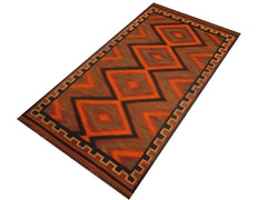 handmade Geometric Kilim Rust Brown Hand-Woven RUNNER 100% WOOL area rug