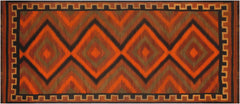 handmade Geometric Kilim Rust Brown Hand-Woven RUNNER 100% WOOL area rug