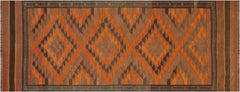 handmade Geometric Kilim Rust Brown Hand-Woven RUNNER 100% WOOL area rug