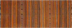 handmade Geometric Kilim Orange Brown Hand-Woven RUNNER 100% WOOL area rug