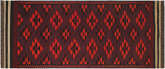 handmade Geometric Kilim Orange Maroon Hand-Woven RUNNER 100% WOOL area rug