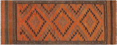 handmade Geometric Kilim Rust Brown Hand-Woven RUNNER 100% WOOL area rug