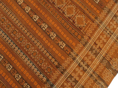 handmade Geometric Kilim Orange Brown Hand-Woven RUNNER 100% WOOL area rug